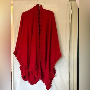 Elegant Red Ruffled Shawl